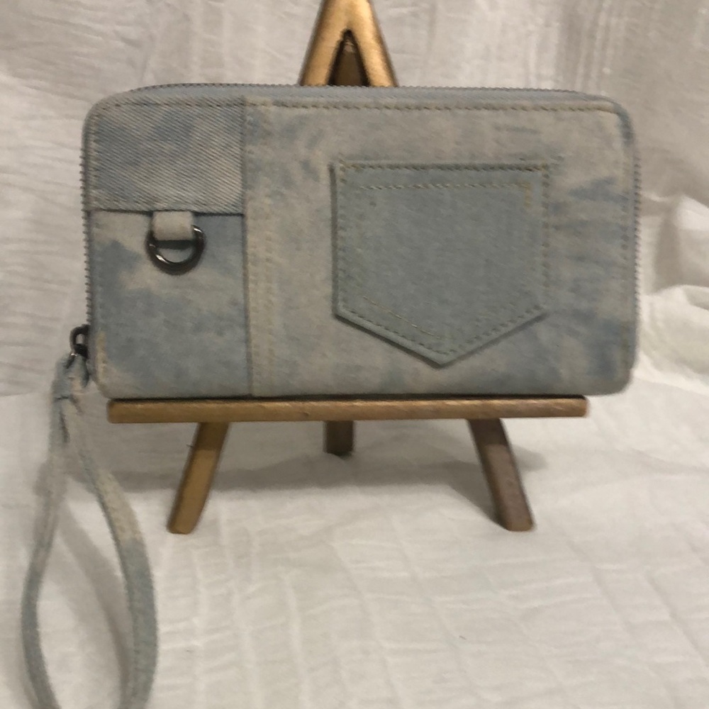 Denim Zip Wallet Wristlet NWOT